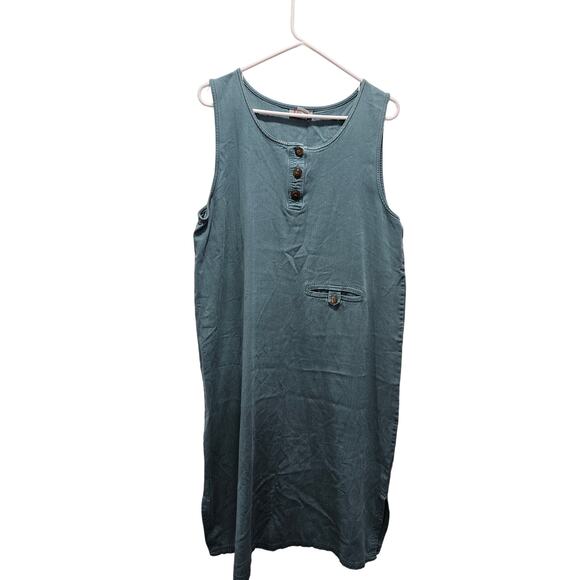 Vintage 90's Fads Denim Button Midi Dress Sleeveless Pocket Size 14 - Picture 1 of 5